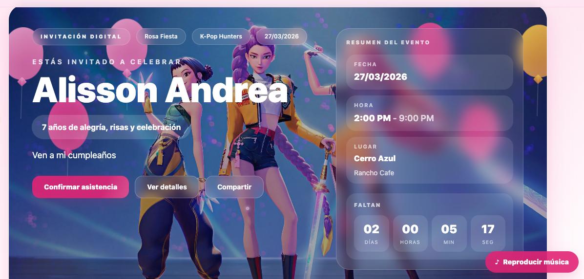 Tarjeta de cumpleaños interactiva Andreas Party